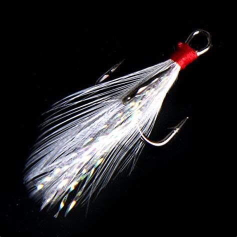 Xcsource 20pcs Fishing Lure Treble Hooks With Feather Trailer Hooks 8