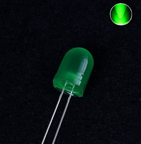 50pcs 10mm Led Green Diffused Light Diode 20ma Dc 3v Round Dip 10 Mm