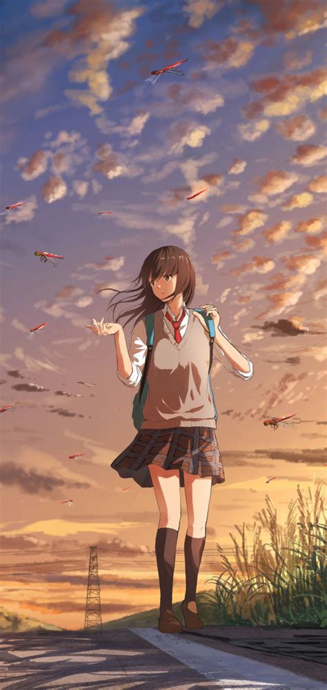 1080x2280 Anime Girl Going To School One Plus 6huawei P20honor View