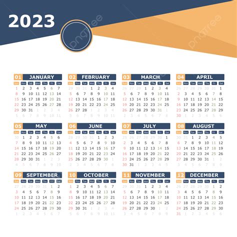 2023 Calendar Planner Vector Png Images 2023 Calendar Navy And Yellow