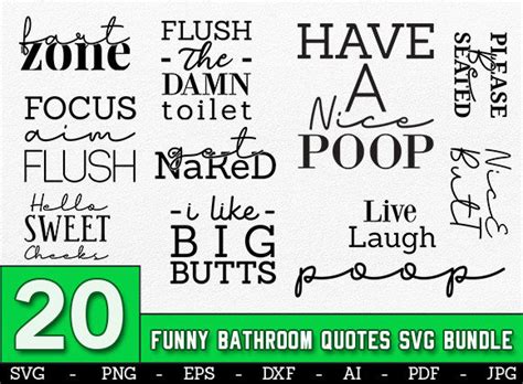 Funny Bathroom Quotes Svg Bundle Designs Graphics