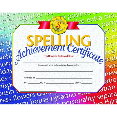 3 Pk Spelling Achievement Cert Inkjet Laser 85x11 30 Per Pk
