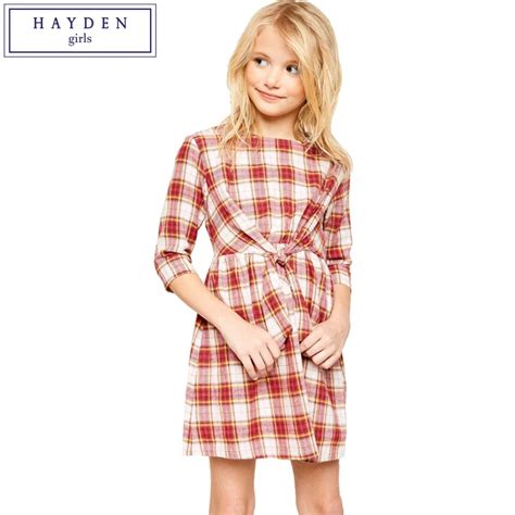 Hayden Girls Plaid Dress 100 Cotton 2018 Spring Summer New Arrival Big
