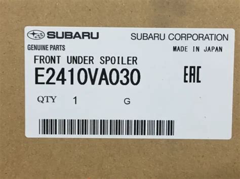 Subaru Wrx Sti 2018 2021 Front Under Spoiler Lip E2410va030 New Genuine