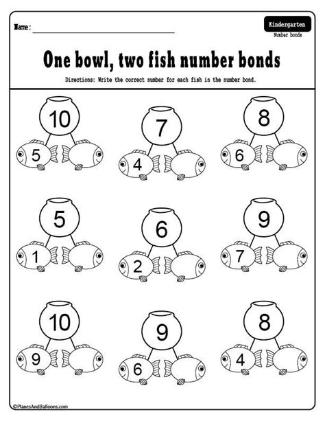 One bowl, two fish number bonds. Dr. Seuss inspired worksheets