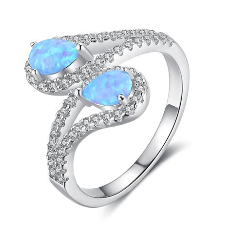 Blue Fire Opal 925 Sterling Silver Women Fashion Opal Ring In Rings