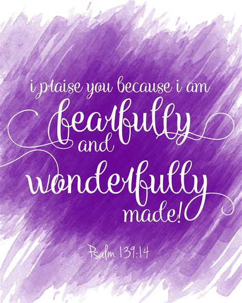 Psalms 139 14 8x10 Print Purple Watercolor Bible Verse Etsy