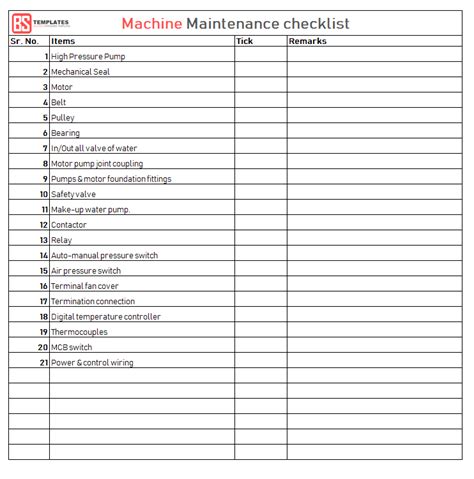 Create a pm accountability system. Maintenance Checklist Template - 10+ daily, weekly ...