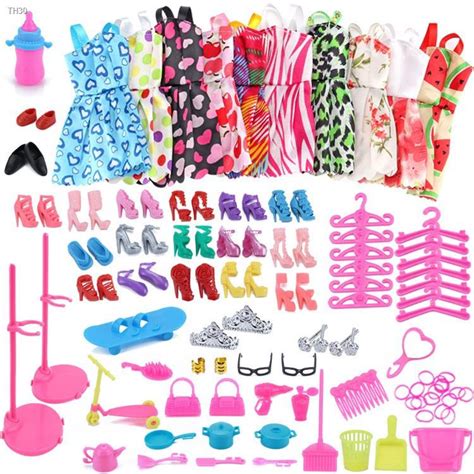 【special Offer】♟ 85pcs Barbie Doll Clothes Set Include 10pcs Party Clothing Barbie Doll Dresses