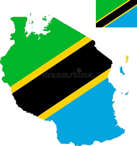 Vector Map Of Tanzania With Flag Isolated White Background Stock