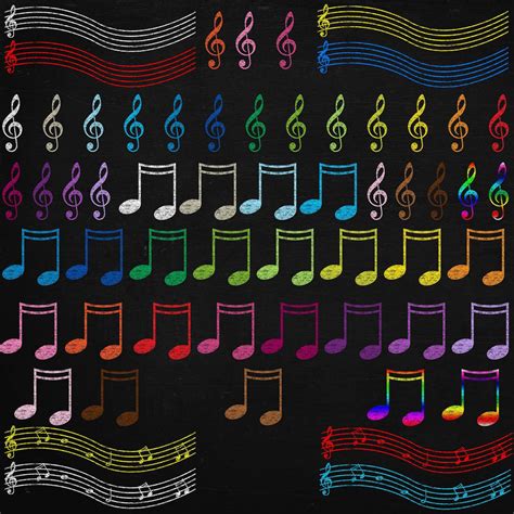 Chalk Music Notes Clipart Pack Chalkboard Music Clip Art Etsy