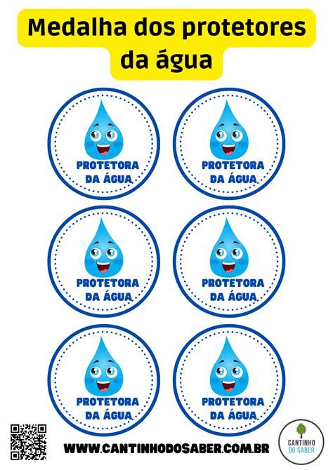Medalha Protetores Da Água Para O Dia Da Água 22 De MarÇo Atividades