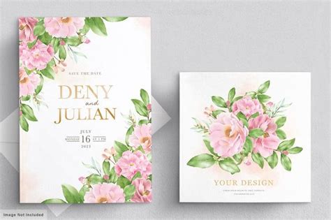 Free Vector Elegant Camellia Floral Wedding Invitation Card Template