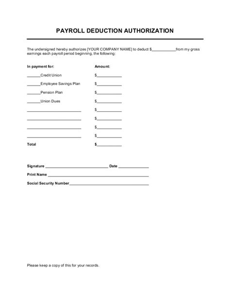 Browse Our Image Of Employee Payroll Deduction Form Template
