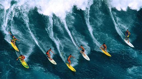 Check Out A Surf Competition Waimea Bay Oahu Hawaii Water Waves Sea