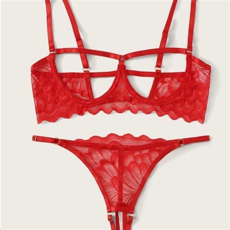 intimates and sleepwear sexy red lace lingerie set poshmark