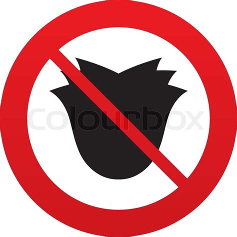 No Flower Sign Icon Rose Symbol Red Stock Vector Colourbox