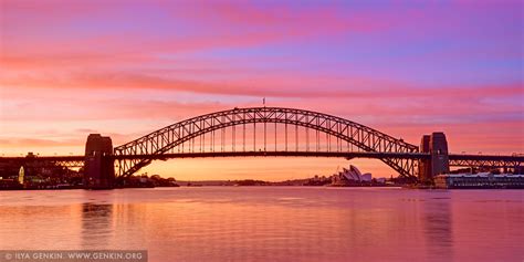 Sydney Harbour Bridge At Sunrise A View From Blues Point Reserve