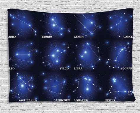 Constellation Tapestry Zodiac Sign Set Symbols And Names Group Of