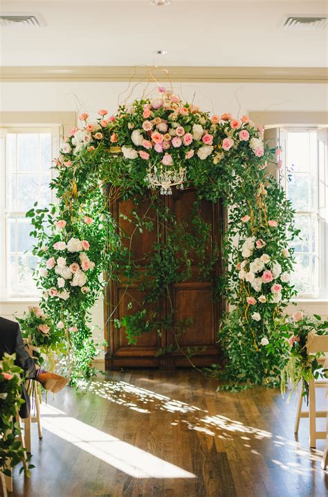 Garden Style Ivy And Rose Wedding Arch