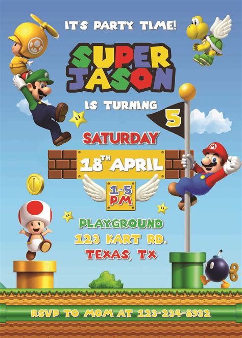 Super Mario Invitation Template Super Mario Bros