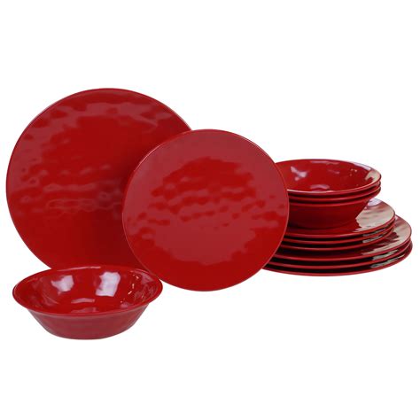 Red Melamine 12 Pc Dinnerware Set