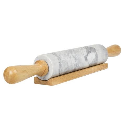 Amazon Hot Selling Marble Ceramic Rolling Pin Marble With Wooden Stand