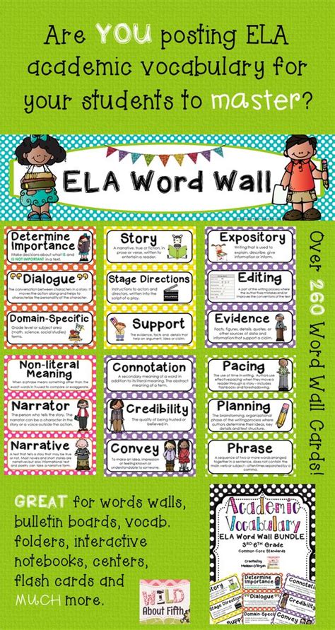 Ela Word Wall 3rd 6th Bundle Polka Dot Words Student And The Ojays