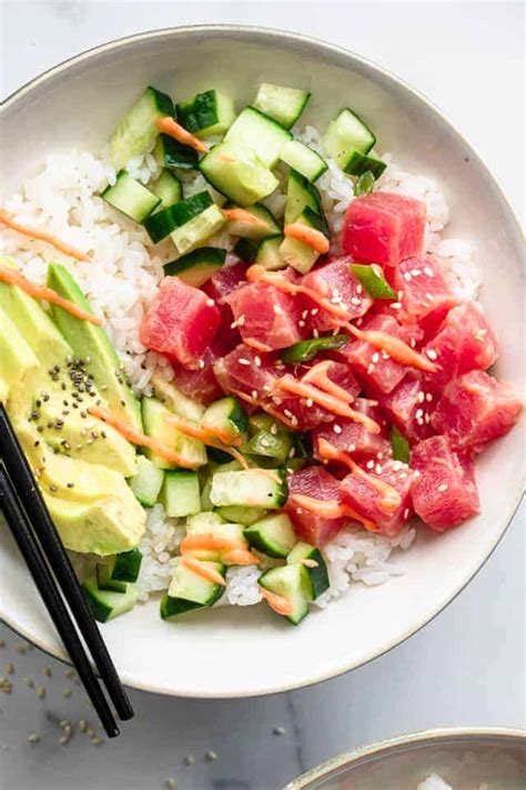 Spicy Ahi Tuna Poke Bowl Recipe Food Faith Fitness