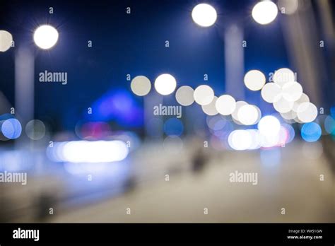 Blurred City Lights And Office Buildings Stock Photo Alamy
