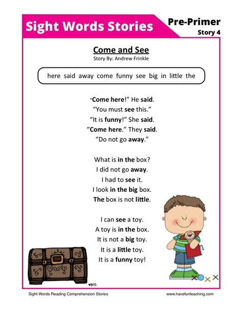 Reading Comprehension Worksheet -Come and See