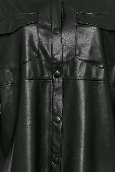 Yours Plus Size Black Faux Leather Shacket Yours Clothing