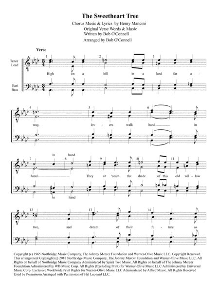 The Sweetheart Tree By Henry Mancini Ttbb Digital Sheet Music Sheet Music Plus