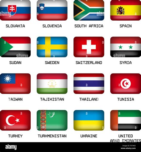 Set Of Vector Rectangle Pillow Button Shape Flags Of The World Most