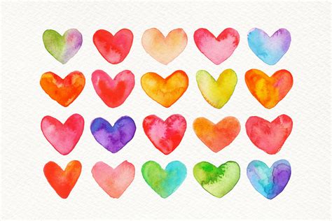 Watercolor Hearts. PNG Shapes and Frames (562724) | Objects | Design ...