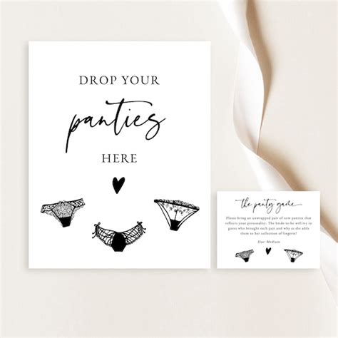 Drop Your Panties Here Sign And Card Bachelorette Party Games The Panty Game Lingerie Game