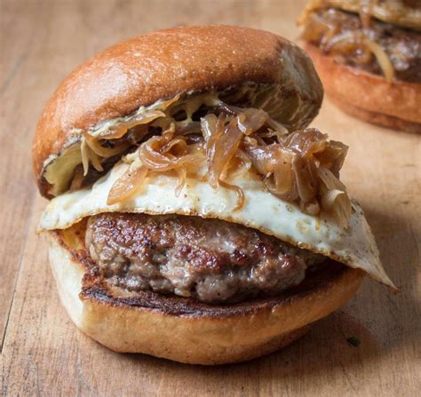 Grass Fed Lamb Burgers With Yassa Onions And A Fried Egg Shepherd