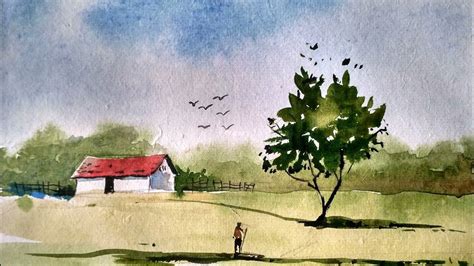 Simple Landscape Watercolor Painting Easy Watercolor Watercolor
