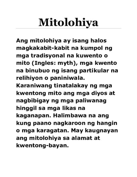 Mga Halimbawa Ng Kwentong Mitolohiya Sa Pilipinas Buod Mobile Legends