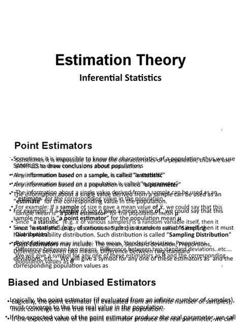 Estimation Theory Inferential Statistics Pdf Estimator Bias Of