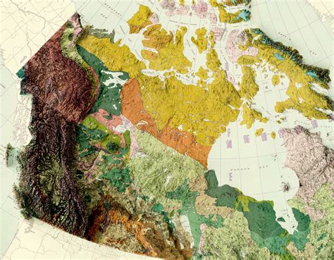 Canada Map Canada Relief Map Canada Topo Map Canada Etsy