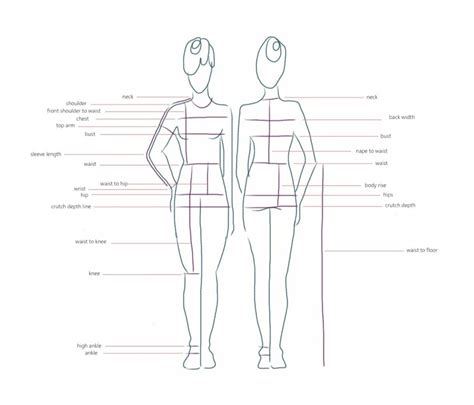 Printable Womens Body Measurement Sheet Fashion Designer Template