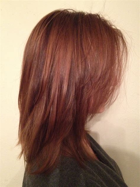 Auburn brown hair color in dark, light, medium reddish brown hair shades. Partial Lowlight Medley with Cut & Style - February 2014 ...