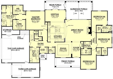 3 bedrooms will contain a box spring and mattress or a set of bunk. French House Plan #142-1139: 4 Bedrm, 3195 Sq Ft Home ...