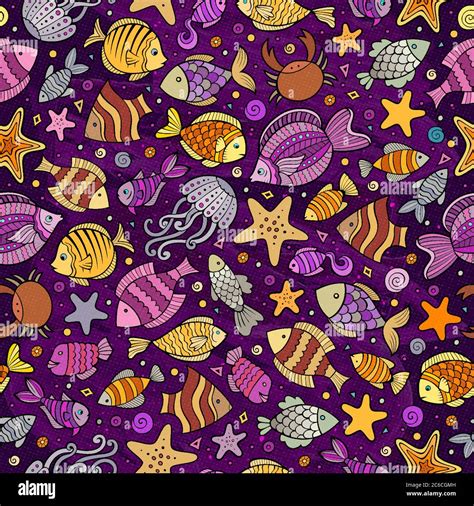 Cartoon Under Water Life Seamless Pattern Stock Vector Image And Art Alamy
