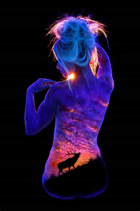 Bodyscape Stunning Landscape Paint On Human Body Which Glow Under