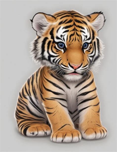 Premium Ai Image A Realistic Detailed Baby Tiger Sticker With A
