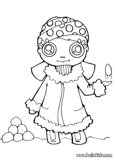 Girl With Snowballs Coloring Pages
