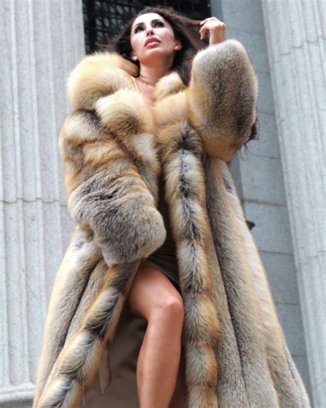 Full Length Golden Island Fox Coat Furs Marc Kaufman Furs