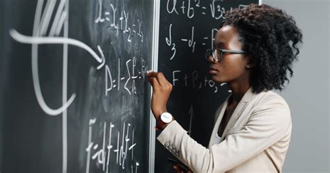 Who the tree writing mathamatis. Premium Photo | African american young woman teacher at ...